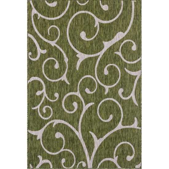 Rug Unique Loom Outdoor Botanical Green Rectangular 4' 0 x 6' 0