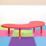 35''W x 65''L Half-Moon Red Plastic Height Adjustable Activity Table