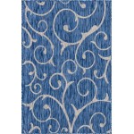 Rug Unique Loom Outdoor Botanical Blue Rectangular 4' 0 x 6' 0