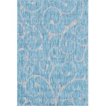 Rug Unique Loom Outdoor Botanical Aqua Blue Rectangular 4' 0 x 6' 0