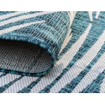 Rug Unique Loom Outdoor Botanical Teal Rectangular 4' 0 x 6' 0