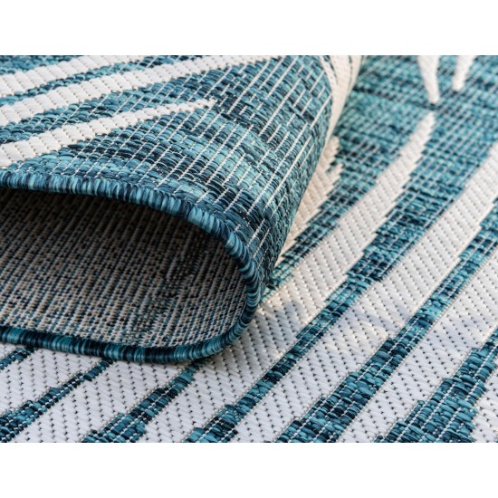 Rug Unique Loom Outdoor Botanical Teal Rectangular 4' 0 x 6' 0