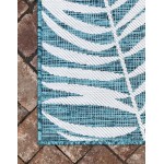 Rug Unique Loom Outdoor Botanical Teal Rectangular 4' 0 x 6' 0