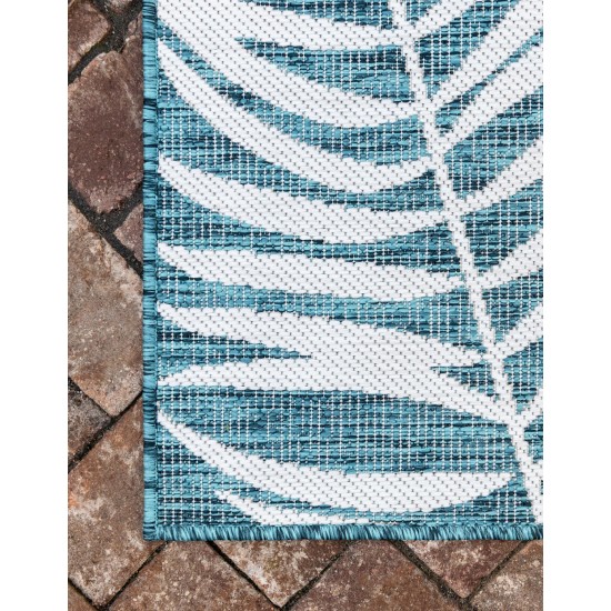 Rug Unique Loom Outdoor Botanical Teal Rectangular 4' 0 x 6' 0