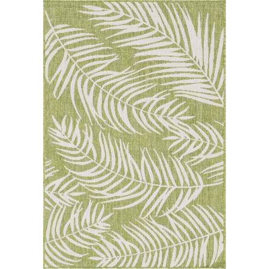 Rug Unique Loom Outdoor Botanical Green Rectangular 4' 0 x 6' 0