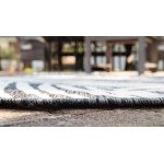 Rug Unique Loom Outdoor Botanical Black Rectangular 4' 0 x 6' 0