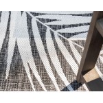 Rug Unique Loom Outdoor Botanical Black Rectangular 4' 0 x 6' 0