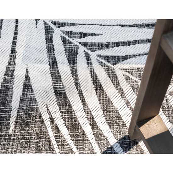 Rug Unique Loom Outdoor Botanical Black Rectangular 4' 0 x 6' 0