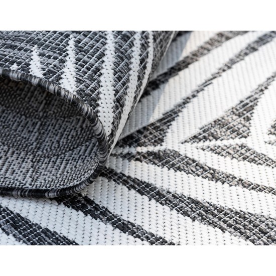 Rug Unique Loom Outdoor Botanical Black Rectangular 4' 0 x 6' 0