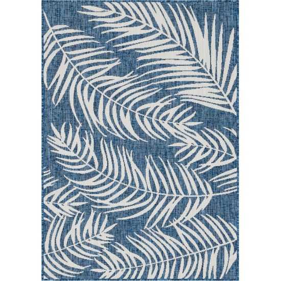 Rug Unique Loom Outdoor Botanical Navy Blue Rectangular 4' 0 x 6' 0