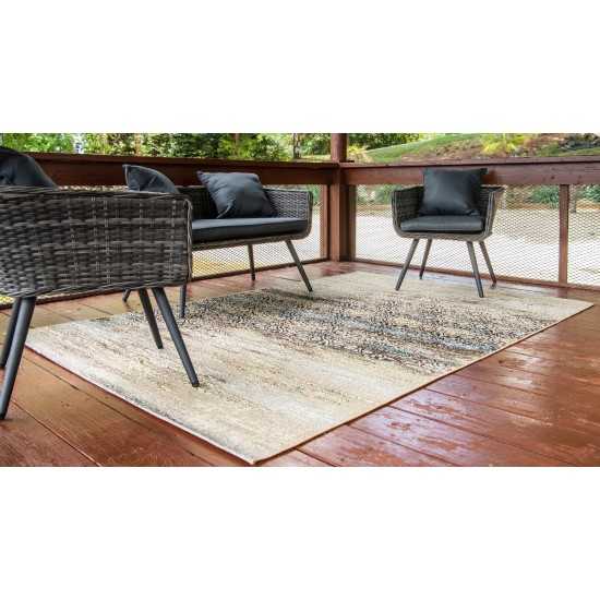 Rug Unique Loom Outdoor Botanical Beige Rectangular 4' 0 x 6' 0