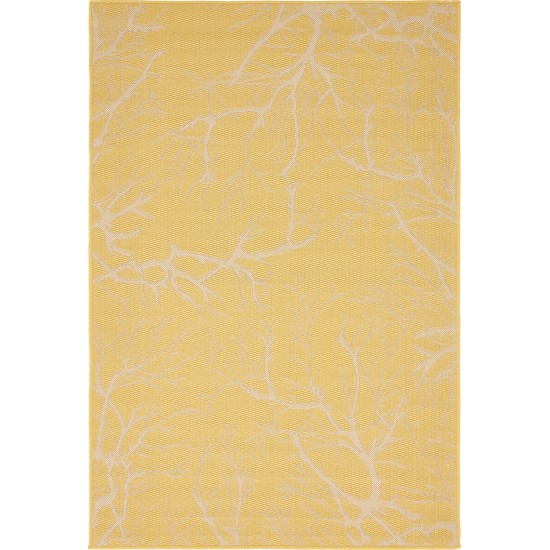 Rug Unique Loom Outdoor Botanical Yellow Rectangular 4' 0 x 6' 0