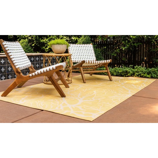 Rug Unique Loom Outdoor Botanical Yellow Rectangular 4' 0 x 6' 0