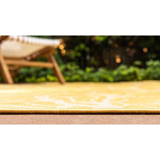 Rug Unique Loom Outdoor Botanical Yellow Rectangular 4' 0 x 6' 0