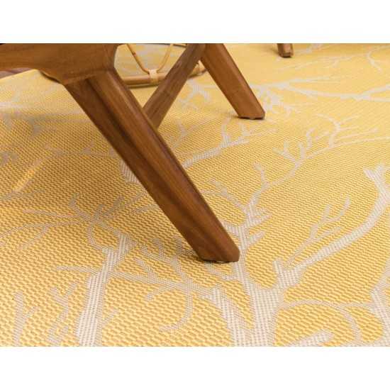 Rug Unique Loom Outdoor Botanical Yellow Rectangular 4' 0 x 6' 0