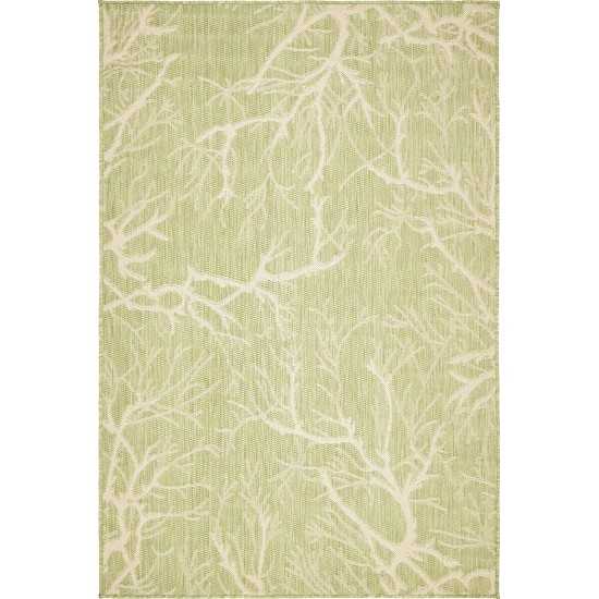 Rug Unique Loom Outdoor Botanical Light Green Rectangular 4' 0 x 6' 0