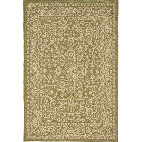 Rug Unique Loom Outdoor Botanical Light Green Rectangular 4' 0 x 6' 0