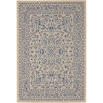 Rug Unique Loom Outdoor Botanical Beige/Blue Rectangular 4' 0 x 6' 0