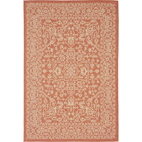 Rug Unique Loom Outdoor Botanical Terracotta Rectangular 4' 0 x 6' 0