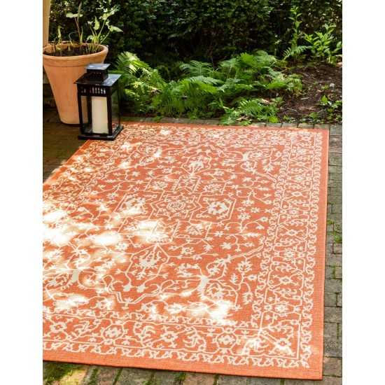 Rug Unique Loom Outdoor Botanical Terracotta Rectangular 4' 0 x 6' 0