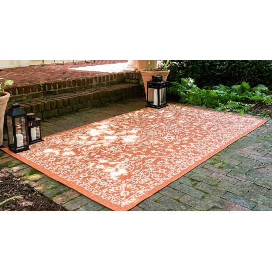 Rug Unique Loom Outdoor Botanical Terracotta Rectangular 4' 0 x 6' 0