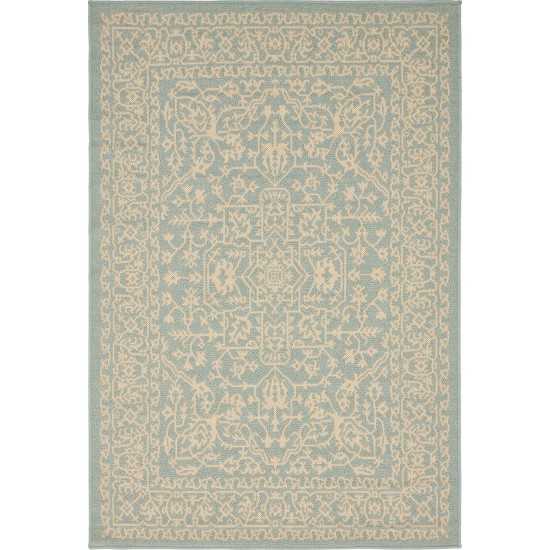 Rug Unique Loom Outdoor Botanical Light Blue Rectangular 4' 0 x 6' 0