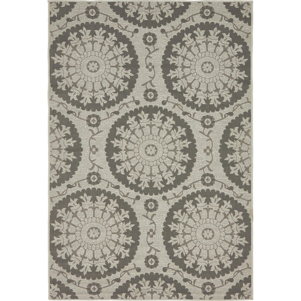 Rug Unique Loom Outdoor Botanical Gray Rectangular 4' 0 x 6' 0 Rug Unique Loom Outdoor Botanical Gray Rectangular 4' 0 x 6' 0