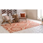 Rug Unique Loom Outdoor Botanical Terracotta Rectangular 4' 0 x 6' 0