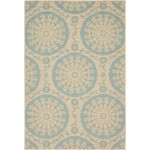 Rug Unique Loom Outdoor Botanical Light Blue Rectangular 4' 0 x 6' 0