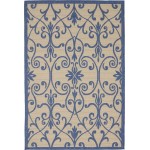 Rug Unique Loom Outdoor Botanical Blue Rectangular 4' 0 x 6' 0