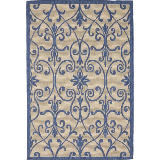 Rug Unique Loom Outdoor Botanical Blue Rectangular 4' 0 x 6' 0