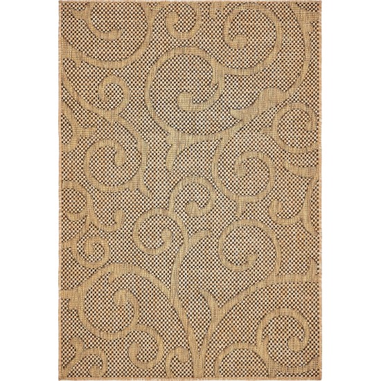 Rug Unique Loom Outdoor Botanical Light Brown Rectangular 4' 0 x 6' 0