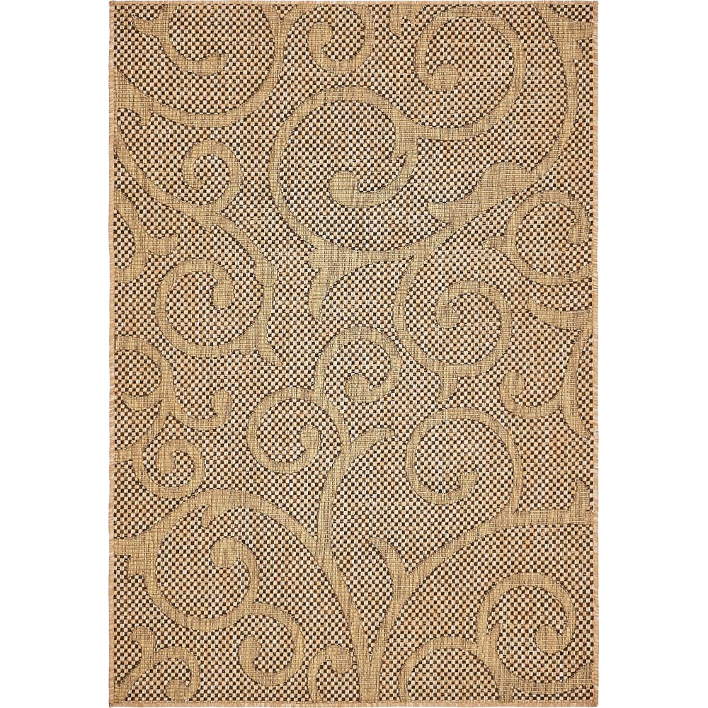 Rug Unique Loom Outdoor Botanical Light Brown Rectangular 4' 0 x 6' 0