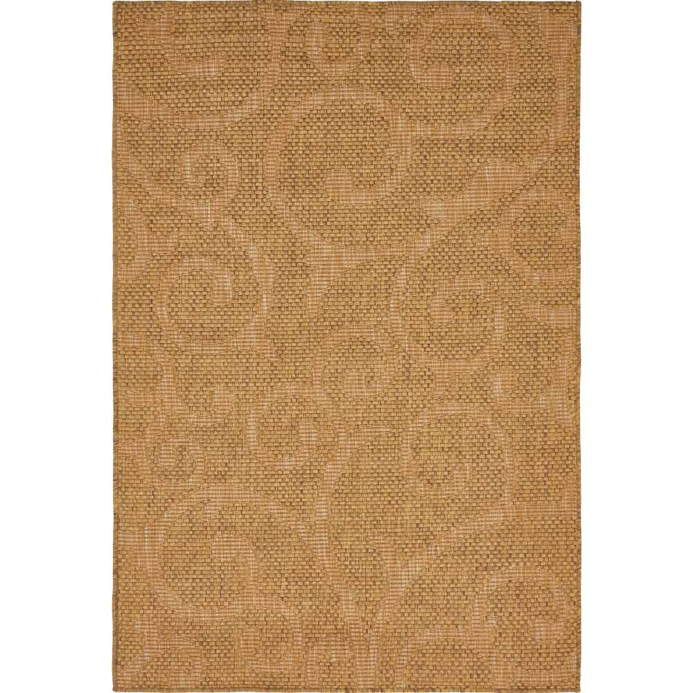 Rug Unique Loom Outdoor Botanical Brown Rectangular 4' 0 x 6' 0