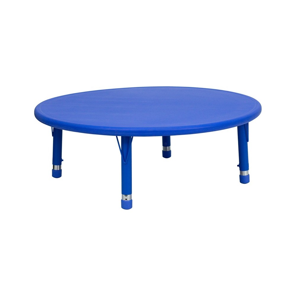 45'' Round Blue Plastic Height Adjustable Activity Table