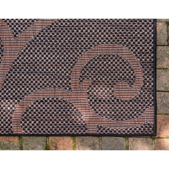 Rug Unique Loom Outdoor Botanical Chocolate Brown Rectangular 4' 0 x 6' 0