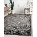 Rug Unique Loom Outdoor Botanical Light Gray Rectangular 4' 0 x 6' 0