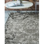 Rug Unique Loom Outdoor Botanical Light Gray Rectangular 4' 0 x 6' 0