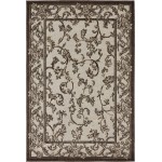 Rug Unique Loom Outdoor Botanical Beige/Dark Brown Rectangular 4' 0 x 6' 0