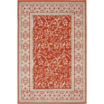 Rug Unique Loom Outdoor Botanical Rust Red Rectangular 4' 0 x 6' 0