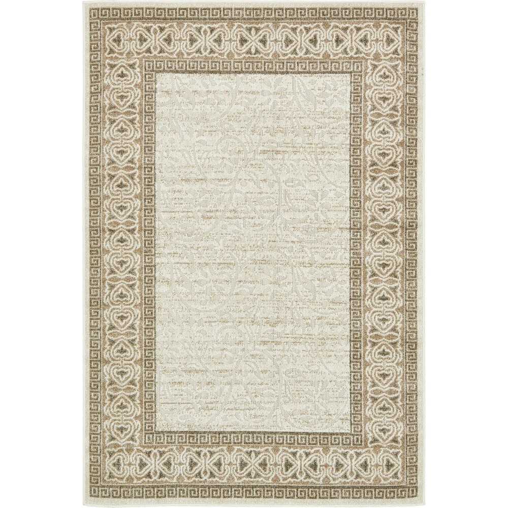 Rug Unique Loom Outdoor Botanical Ivory Rectangular 4' 0 x 6' 0