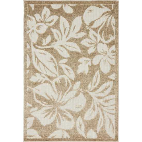 Rug Unique Loom Outdoor Botanical Beige Rectangular 4' 0 x 6' 0