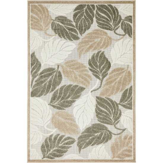 Rug Unique Loom Outdoor Botanical Beige/Gray Rectangular 4' 0 x 6' 0