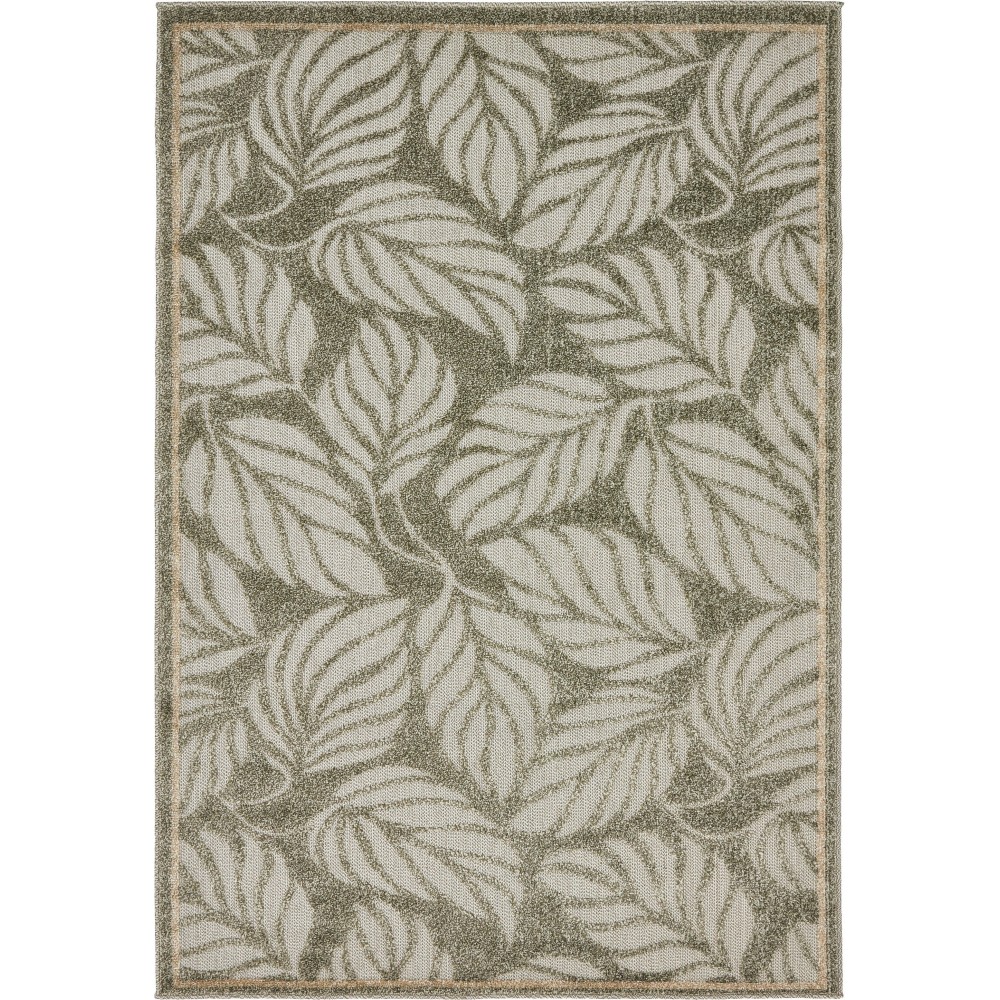 Rug Unique Loom Outdoor Botanical Gray Rectangular 4' 0 x 6' 0