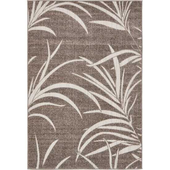 Rug Unique Loom Outdoor Botanical Gray Rectangular 3' 10 x 6' 1