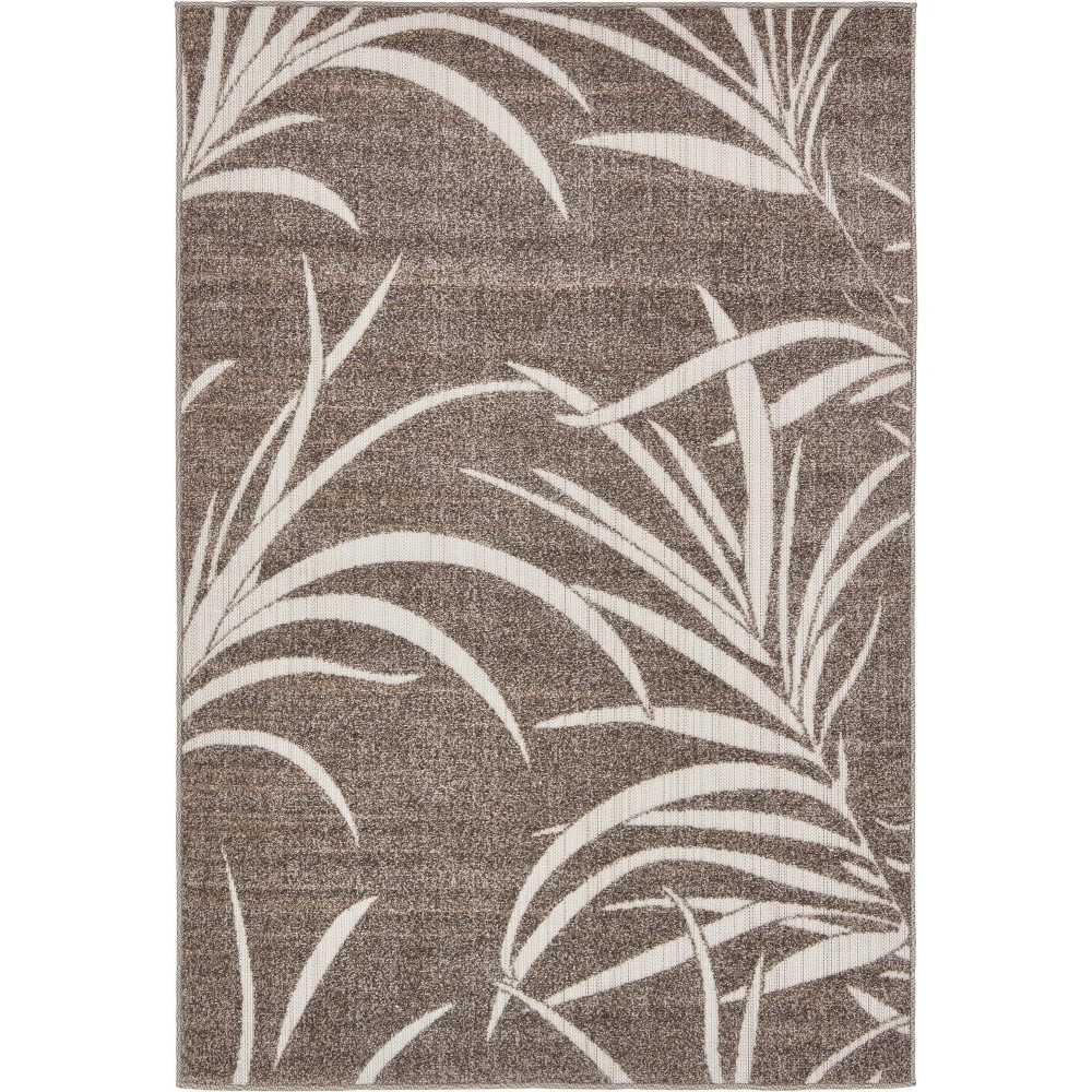 Rug Unique Loom Outdoor Botanical Gray Rectangular 3' 10 x 6' 1