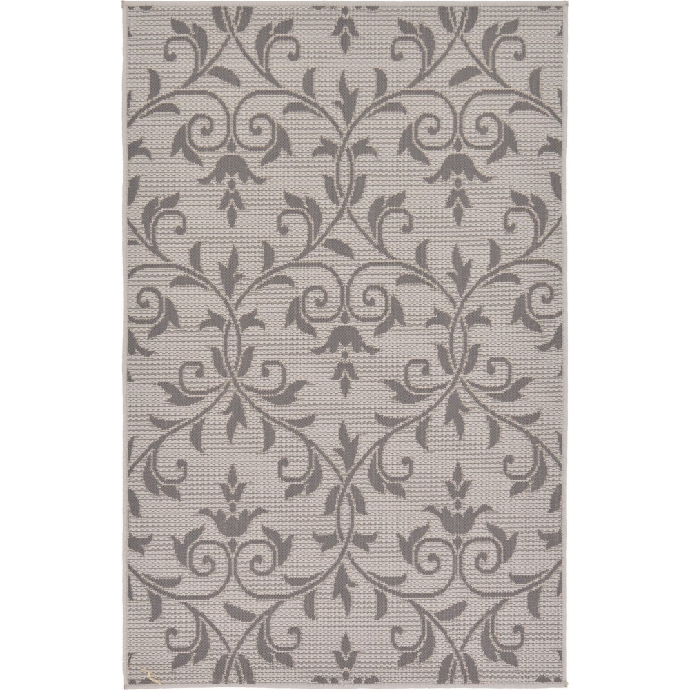 Rug Unique Loom Outdoor Botanical Gray Rectangular 3' 3 x 5' 0