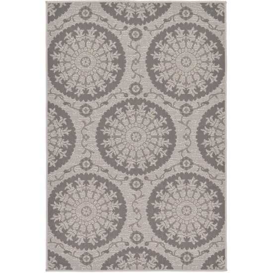 Rug Unique Loom Outdoor Botanical Gray Rectangular 3' 3 x 5' 0