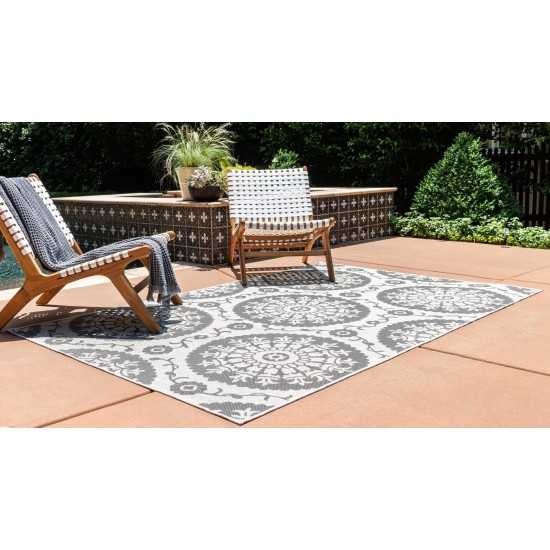 Rug Unique Loom Outdoor Botanical Gray Rectangular 3' 3 x 5' 0
