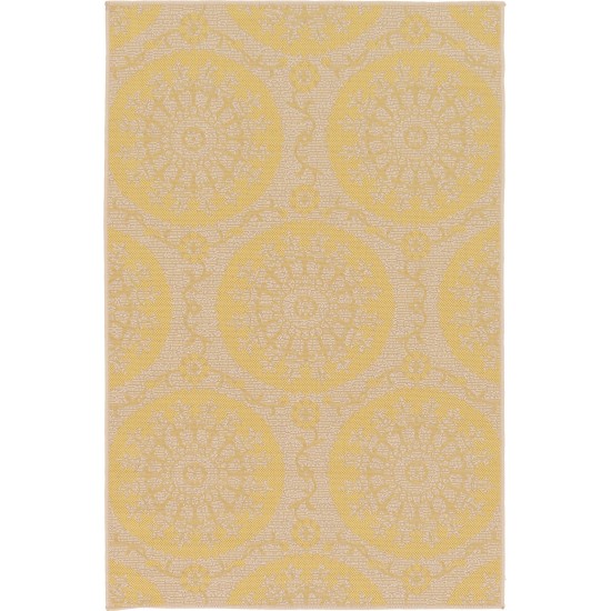 Rug Unique Loom Outdoor Botanical Yellow Rectangular 3' 3 x 5' 0